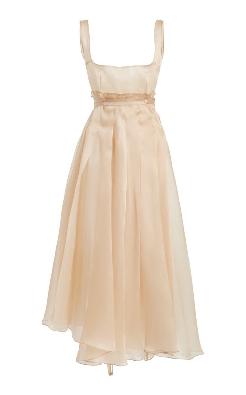$2035 A.W.A.K.E. Mode Organdy Pleated organza Silk Dress size 38/US2
